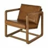 Maisons Du Monde Fauteuils Fauteuil En Cuir De Vache Marron Et Bois De Chêne