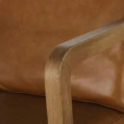 Maisons Du Monde Fauteuils Fauteuil En Cuir De Vache Marron Et Bois De Chêne -Chaise Soldes Magasin fauteuil en cuir de vache marron et bois de chene 1000 2 3 222141 4