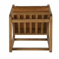 Maisons Du Monde Fauteuils Fauteuil En Cuir De Vache Marron Et Bois De Chêne -Chaise Soldes Magasin fauteuil en cuir de vache marron et bois de chene 1000 2 3 222141 5