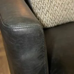 Now’s Home Fauteuils Fauteuil En Cuir De Vache Noir -Chaise Soldes Magasin fauteuil en cuir de vache noir 2