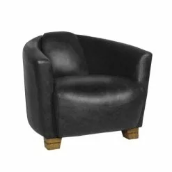 Now’s Home Fauteuils Fauteuil En Cuir De Vache Noir