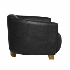 Now’s Home Fauteuils Fauteuil En Cuir De Vache Noir -Chaise Soldes Magasin fauteuil en cuir de vache noir 5
