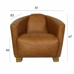 Now’s Home Fauteuils Fauteuil En Cuir De Vache Noisette -Chaise Soldes Magasin fauteuil en cuir de vache noisette 2