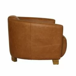Now’s Home Fauteuils Fauteuil En Cuir De Vache Noisette -Chaise Soldes Magasin fauteuil en cuir de vache noisette 3