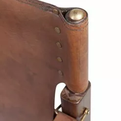 MOYCOR Fauteuils Fauteuil En Cuir Et Bois Marron -Chaise Soldes Magasin fauteuil en cuir et bois marron 5