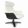 My New Design Fauteuils Fauteuil En Cuir Et Bois Noir - Cuir Blanc