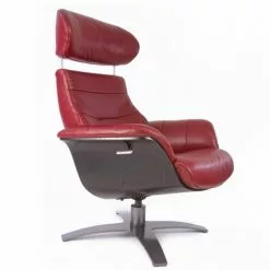 My New Design Fauteuils Fauteuil En Cuir Et Bois Noir - Cuir Rouge