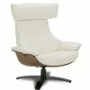My New Design Fauteuils Fauteuil En Cuir Et Chêne Naturel - Cuir Blanc