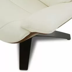 My New Design Fauteuils Fauteuil En Cuir Et Chêne Naturel - Cuir Blanc -Chaise Soldes Magasin fauteuil en cuir et chene naturel cuir blanc 2