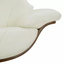 My New Design Fauteuils Fauteuil En Cuir Et Chêne Naturel - Cuir Blanc -Chaise Soldes Magasin fauteuil en cuir et chene naturel cuir blanc 3
