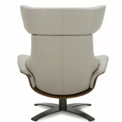 My New Design Fauteuils Fauteuil En Cuir Et Chêne Naturel - Cuir Gris -Chaise Soldes Magasin fauteuil en cuir et chene naturel cuir gris 2