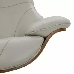 My New Design Fauteuils Fauteuil En Cuir Et Chêne Naturel - Cuir Gris -Chaise Soldes Magasin fauteuil en cuir et chene naturel cuir gris 3