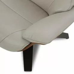 My New Design Fauteuils Fauteuil En Cuir Et Chêne Naturel - Cuir Gris -Chaise Soldes Magasin fauteuil en cuir et chene naturel cuir gris 5