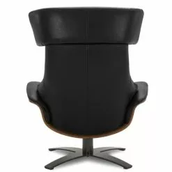 My New Design Fauteuils Fauteuil En Cuir Et Chêne Naturel - Cuir Noir -Chaise Soldes Magasin fauteuil en cuir et chene naturel cuir noir 2