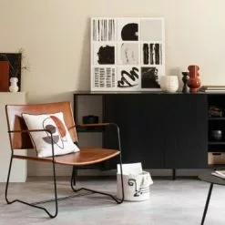 Maisons Du Monde Fauteuils Fauteuil En Cuir Marron -Chaise Soldes Magasin fauteuil en cuir marron 1000 2 10 199106 9