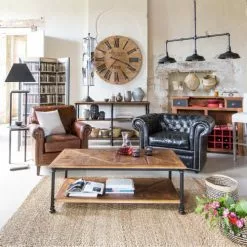 Maisons Du Monde Fauteuils Fauteuil En Cuir Marron Effet Vieilli -Chaise Soldes Magasin fauteuil en cuir marron effet vieilli 1000 1 25 116383 13