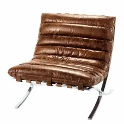 Maisons Du Monde Fauteuils Fauteuil En Cuir Marron Effet Vieilli