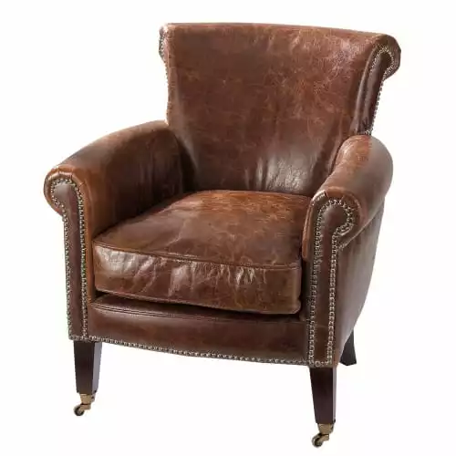 Maisons Du Monde Fauteuils Fauteuil En Cuir Marron Effet Vieilli -Chaise Soldes Magasin fauteuil en cuir marron effet vieilli 1000 9 24 104984 11