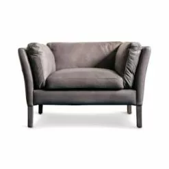 PIB Fauteuils Fauteuil En Cuir Pleine Fleur Gris