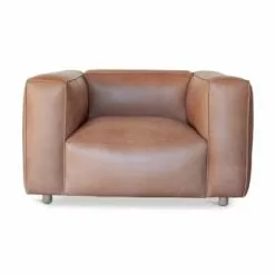 PIB Fauteuils Fauteuil En Cuir Pleine Fleur Marron