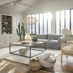 Maisons Du Monde Fauteuils Fauteuil En Frêne Avec Coussins En Coton Beige -Chaise Soldes Magasin fauteuil en frene avec coussins en coton beige 1000 3 21 210310 6