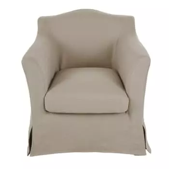 Maisons Du Monde Fauteuils Fauteuil En Lin Froissé Blanc 6 Maisons Du Monde Fauteuils Fauteuil En Lin Froissé Blanc – Image 6