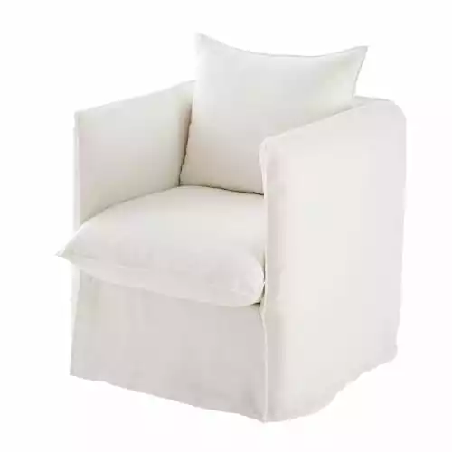 Maisons Du Monde Fauteuils Fauteuil En Lin Froissé Blanc 2 Maisons Du Monde Fauteuils Fauteuil En Lin Froissé Blanc – Image 2