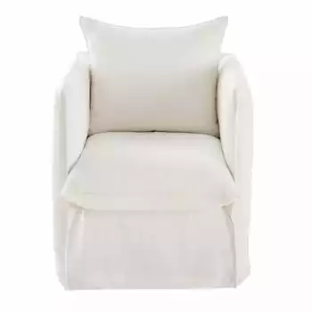 Maisons Du Monde Fauteuils Fauteuil En Lin Froissé Blanc 5 Maisons Du Monde Fauteuils Fauteuil En Lin Froissé Blanc – Image 5