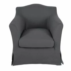 Maisons Du Monde Fauteuils Fauteuil En Lin Froissé Gris Anthracite