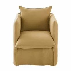 Maisons Du Monde Fauteuils Fauteuil En Lin Froissé Ocre
