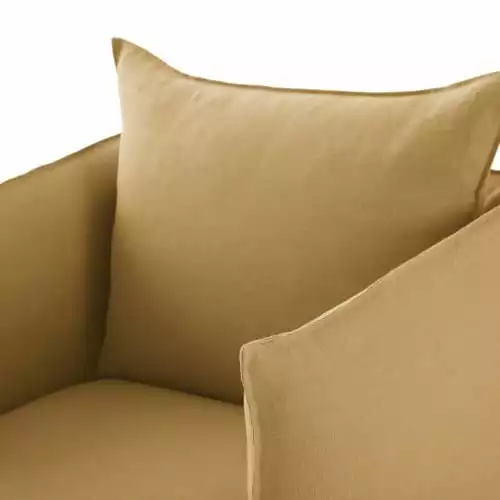 Maisons Du Monde Fauteuils Fauteuil En Lin Froissé Ocre 3 Maisons Du Monde Fauteuils Fauteuil En Lin Froissé Ocre – Image 3