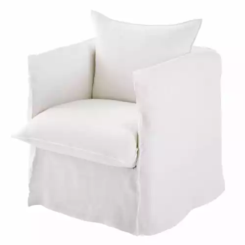 Maisons Du Monde Fauteuils Fauteuil En Lin Supérieur Blanc 2 Maisons Du Monde Fauteuils Fauteuil En Lin Supérieur Blanc – Image 2