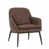 MOYCOR Fauteuils Fauteuil En Métal Noir Et Similicuir Marron