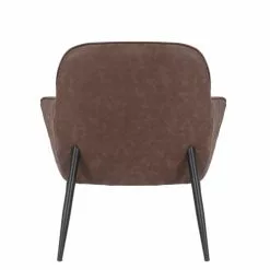 MOYCOR Fauteuils Fauteuil En Métal Noir Et Similicuir Marron -Chaise Soldes Magasin fauteuil en metal noir et similicuir marron 3