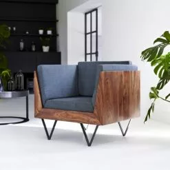 Tikamoon Fauteuils Fauteuil En Palissandre Massif Et Tissu