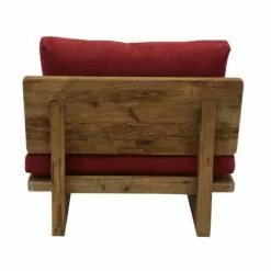 Grenier Alpin Fauteuils Fauteuil En Pin Recyclé Et Tissu Rouge -Chaise Soldes Magasin fauteuil en pin recycle et tissu rouge 2