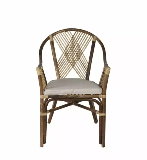 MOYCOR Fauteuils Fauteuil En Rotin Marron Et Polyester Beige 2 MOYCOR Fauteuils Fauteuil En Rotin Marron Et Polyester Beige – Image 2