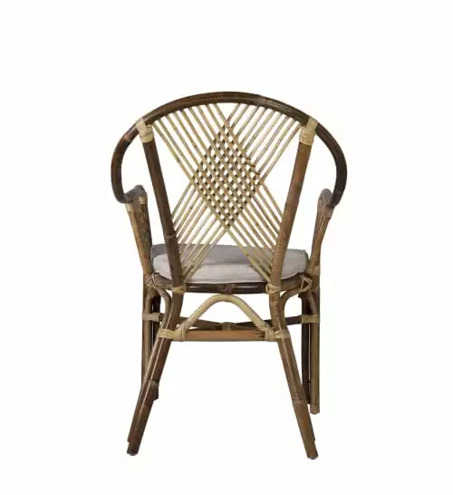 MOYCOR Fauteuils Fauteuil En Rotin Marron Et Polyester Beige 3 MOYCOR Fauteuils Fauteuil En Rotin Marron Et Polyester Beige – Image 3