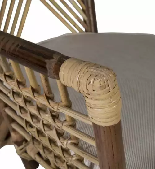 MOYCOR Fauteuils Fauteuil En Rotin Marron Et Polyester Beige 4 MOYCOR Fauteuils Fauteuil En Rotin Marron Et Polyester Beige – Image 4