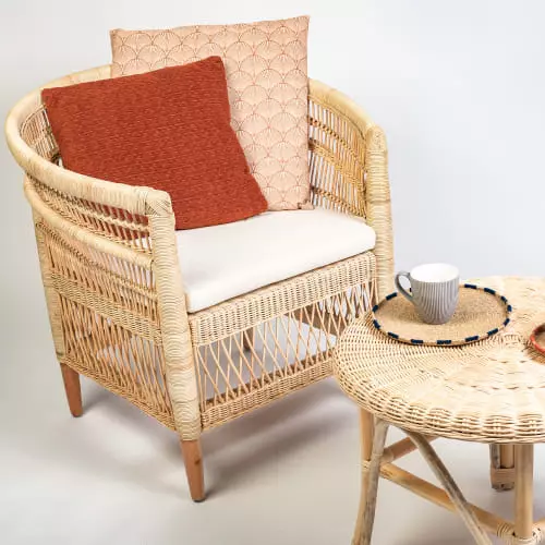 HYDILE Fauteuils Fauteuil En Rotin Naturel Et Pieds En Teck 2 HYDILE Fauteuils Fauteuil En Rotin Naturel Et Pieds En Teck – Image 2