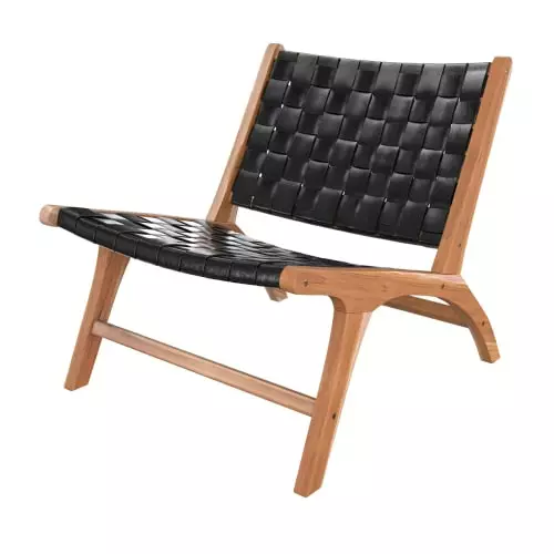 Rendez Vous Déco Fauteuils Fauteuil En Teck Et Cuir Tréssé Noir 1 Rendez Vous Déco Fauteuils Fauteuil En Teck Et Cuir Tréssé Noir