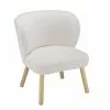 MACABANE Fauteuils Fauteuil En Tissu Bouclette Blanc Pieds En Bois