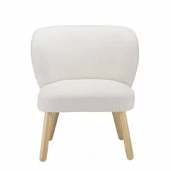 MACABANE Fauteuils Fauteuil En Tissu Bouclette Blanc Pieds En Bois 9 MACABANE Fauteuils Fauteuil En Tissu Bouclette Blanc Pieds En Bois -Chaise Soldes Magasin fauteuil en tissu bouclette blanc pieds en bois 3