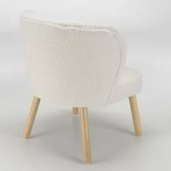 MACABANE Fauteuils Fauteuil En Tissu Bouclette Blanc Pieds En Bois 11 MACABANE Fauteuils Fauteuil En Tissu Bouclette Blanc Pieds En Bois -Chaise Soldes Magasin fauteuil en tissu bouclette blanc pieds en bois 5