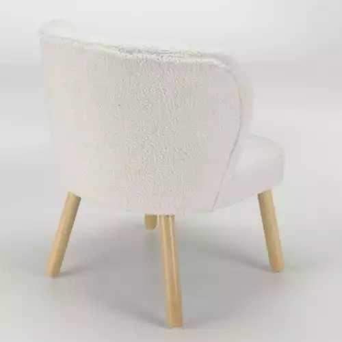 MACABANE Fauteuils Fauteuil En Tissu Bouclette Blanc Pieds En Bois 6 MACABANE Fauteuils Fauteuil En Tissu Bouclette Blanc Pieds En Bois – Image 6