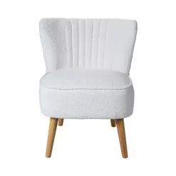 Drawer Fauteuils Fauteuil En Tissu Bouclette Pieds Bois Ecru -Chaise Soldes Magasin fauteuil en tissu bouclette pieds bois ecru 2