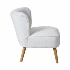 Drawer Fauteuils Fauteuil En Tissu Bouclette Pieds Bois Ecru -Chaise Soldes Magasin fauteuil en tissu bouclette pieds bois ecru 3