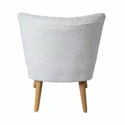 Drawer Fauteuils Fauteuil En Tissu Bouclette Pieds Bois Ecru -Chaise Soldes Magasin fauteuil en tissu bouclette pieds bois ecru 4