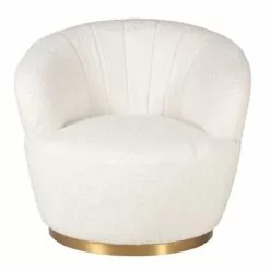 Zago Fauteuils Fauteuil En Tissu Effet Mohair Couleur Crème Pivotant