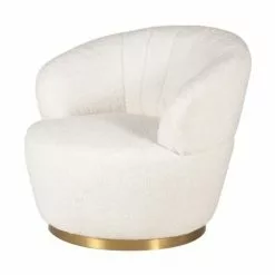Zago Fauteuils Fauteuil En Tissu Effet Mohair Couleur Crème Pivotant -Chaise Soldes Magasin fauteuil en tissu effet mohair couleur creme pivotant 3